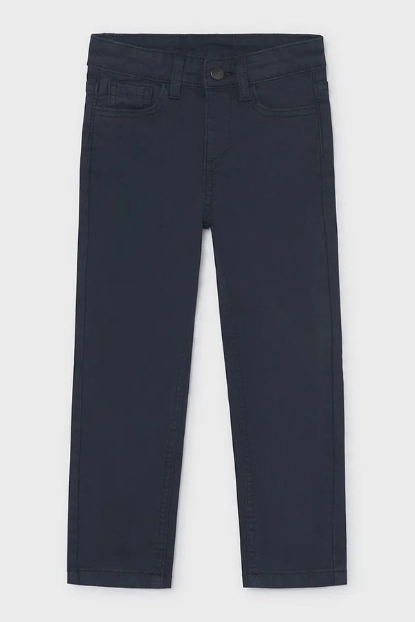 Штани дитячі бавовняні з еластаном Mayoral slim fit basic колір темно-синій
