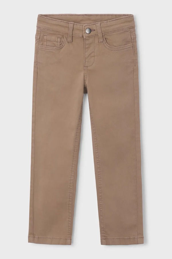 Штани дитячі бавовняні з еластаном Mayoral slim fit basic колір коричневий