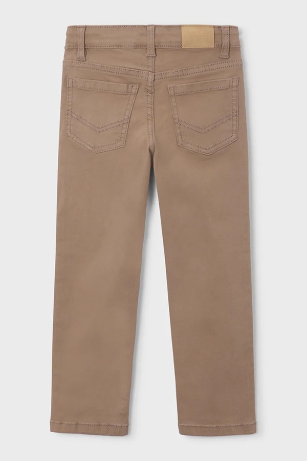 Штани дитячі бавовняні з еластаном Mayoral slim fit basic колір коричневий