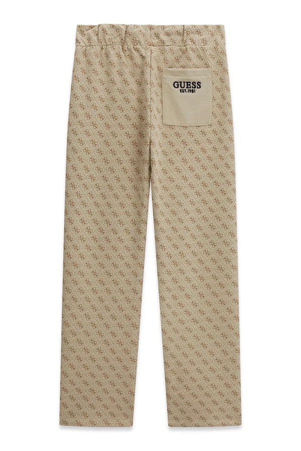 Спортивні штани дитячі бавовняні Guess колір бежевий