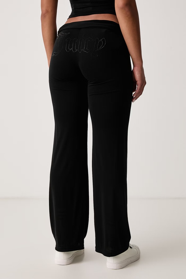 Штани flare жіночі з віскозою Juicy Couture EMERSON BELTED STRAIGHT колір чорний фото 3