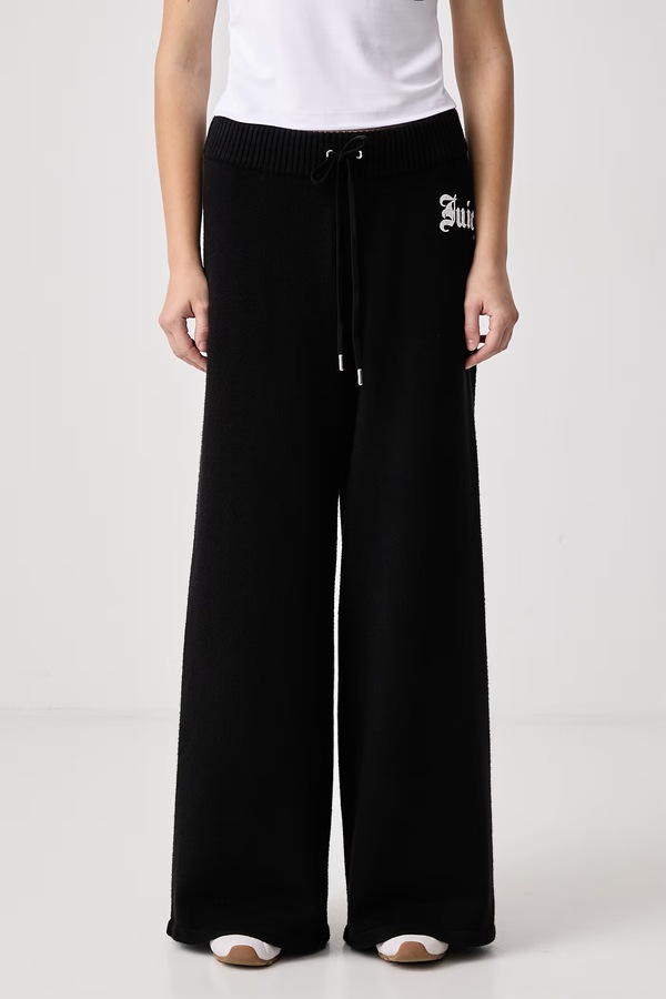 Спортивні штани жіночі з віскозою Juicy Couture KNIT JUICY DIAMANTE колір чорний