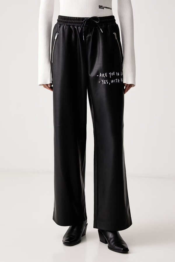Штани жіночі з імітації шкіри Karl Lagerfeld Jeans x Pietro Terzini колір чорний