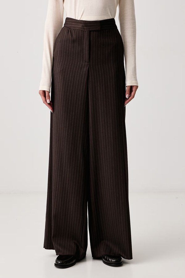 Брюки wide leg женские с шерстью Marella MLLMAGGIO цвет коричневый