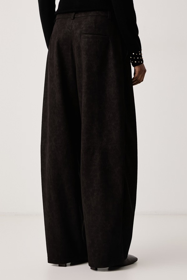 Штани wide leg жіночі з імітації шкіри Pinko колір коричневий фото 3