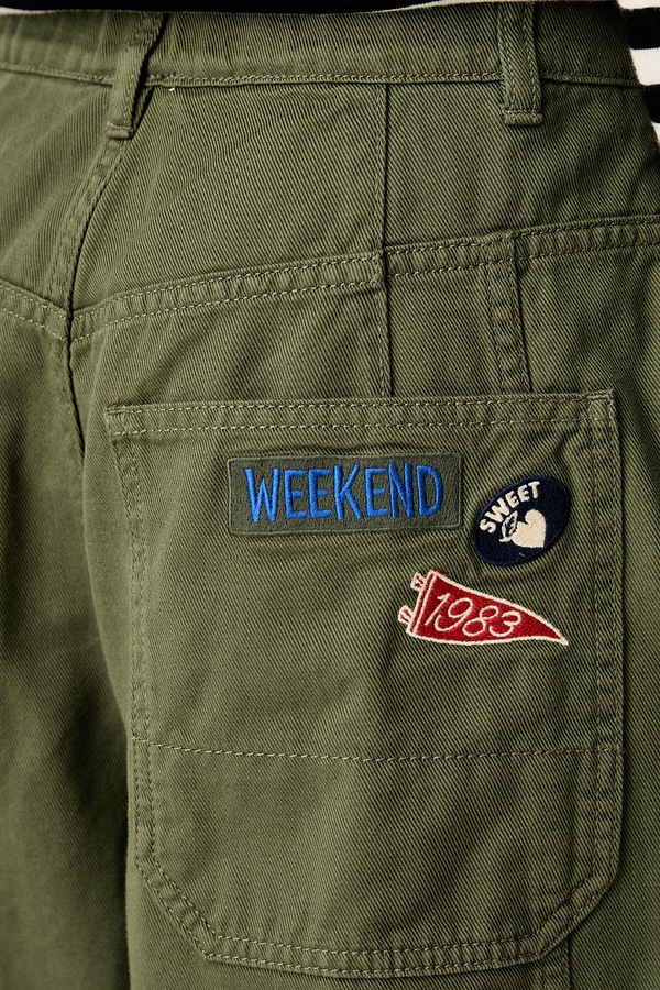Штани жіночі бавовняні Weekend Max Mara WKDBACCA колір зелений фото 4