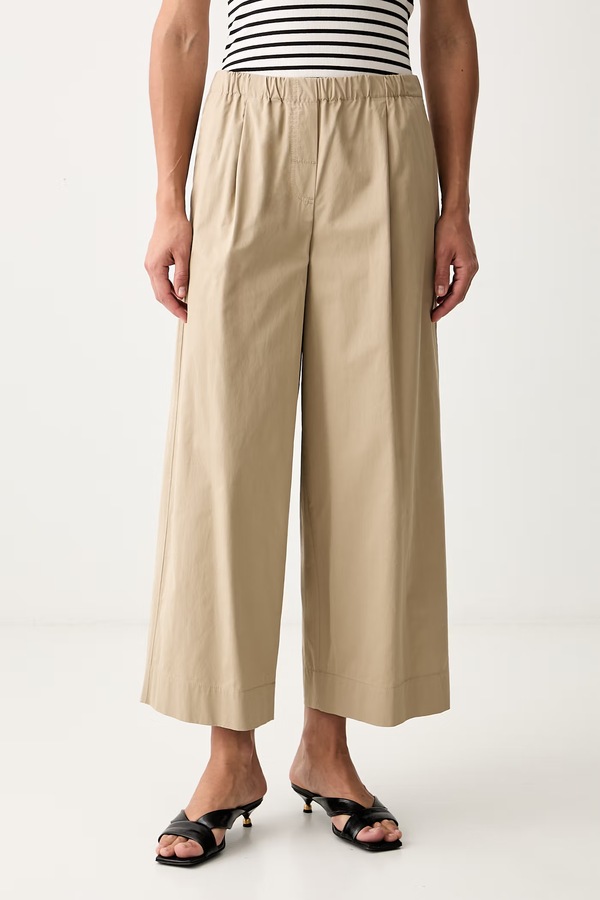 Штани straight жіночі бавовняні Weekend Max Mara WKDLIBERO колір бежевий