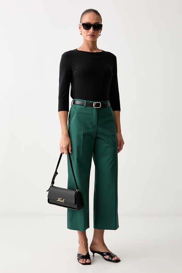 Штани жіночі з бавовною Weekend Max Mara WKDURIAL колір зелений