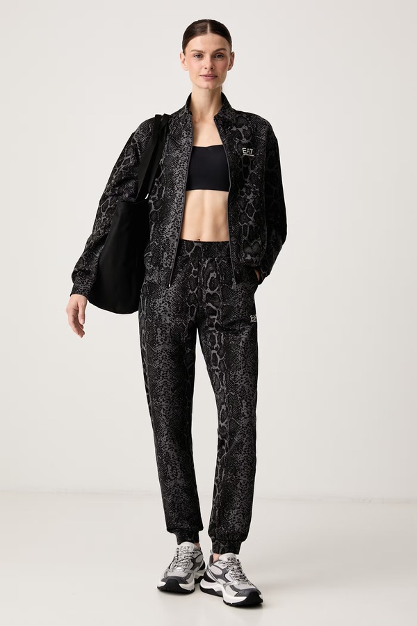 Спортивні штани жіночі з бавовною EA7 Emporio Armani колір сірий