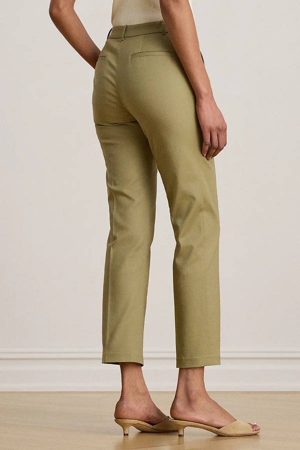Штани slim fit жіночі бавовняні з еластаном Lauren Ralph Lauren колір зелений