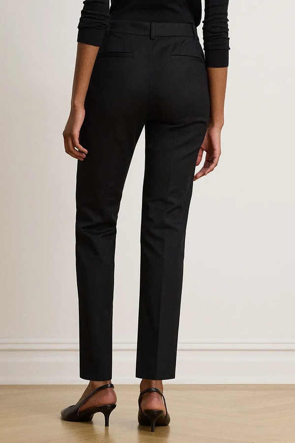 Штани slim fit жіночі бавовняні з еластаном Lauren Ralph Lauren колір чорний