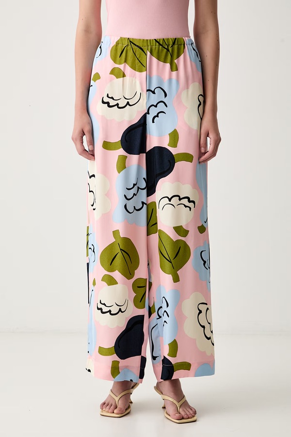 Штани wide leg жіночі віскозні Marimekko колір рожевий