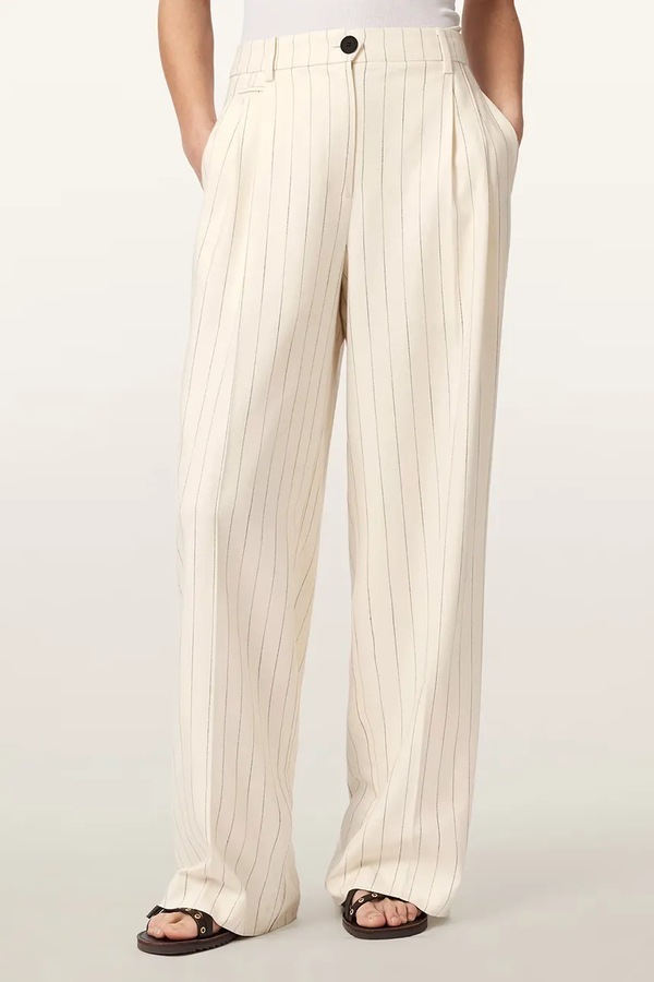 Штани wide leg жіночі з віскози AllSaints OLGA колір білий