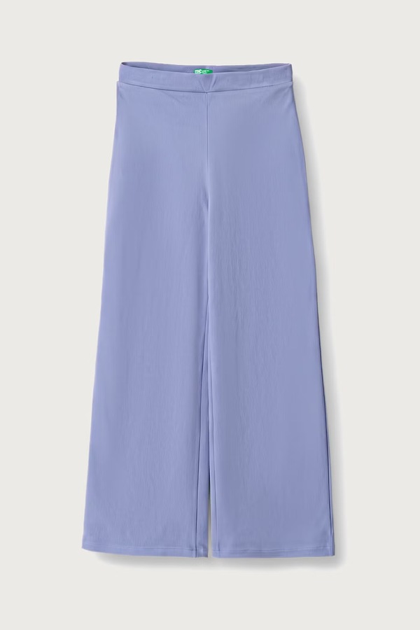 Брюки wide leg детские с хлопком United Colors of Benetton цвет фиолетовый