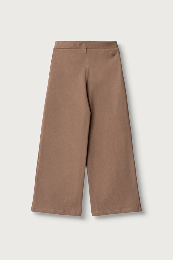 Брюки wide leg детские с хлопком United Colors of Benetton цвет коричневый
