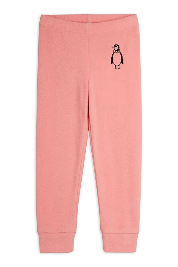Спортивні штани дитячі флісові Mini Rodini Penguin колір рожевий