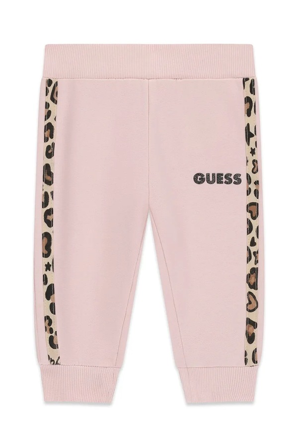 Спортивні штани дитячі бавовняні Guess колір рожевий