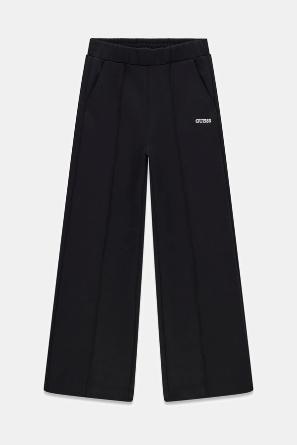 Штани wide leg дитячі з віскозою Guess колір чорний