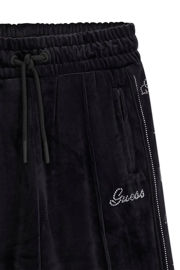 Спортивні штани дитячі велюрові Guess колір чорний фото 2