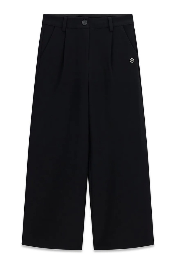 Штани wide leg дитячі з віскозою Guess колір чорний