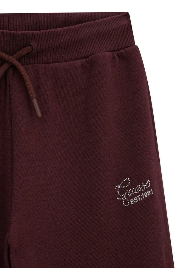 Штани wide leg дитячі бавовняні Guess колір бордовий фото 2