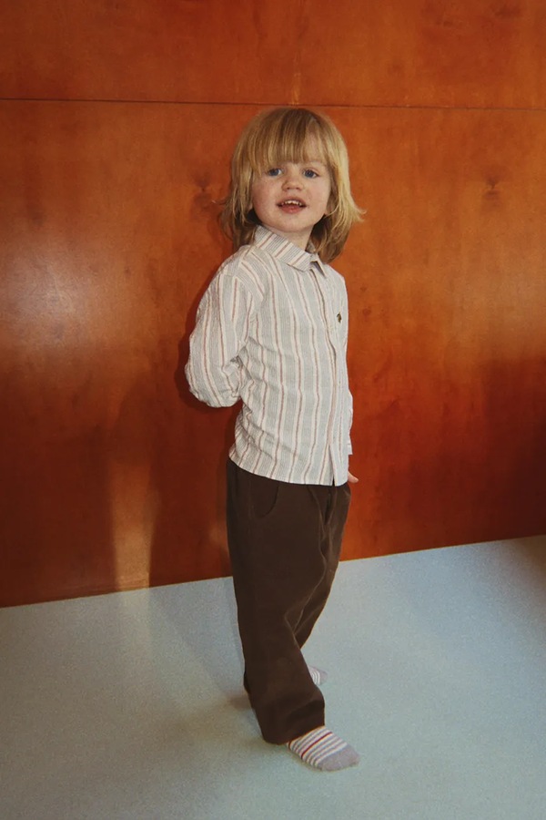 Штани дитячі бавовняні з еластаном Konges Sløjd REMY PANTS GOTS колір коричневий