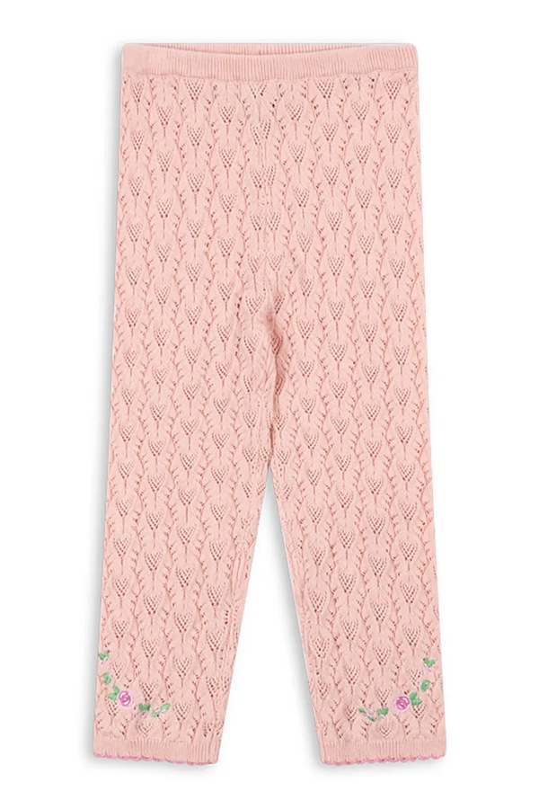 Легінси дитячі з бавовною Konges Sløjd ROSIER PANTS колір рожевий