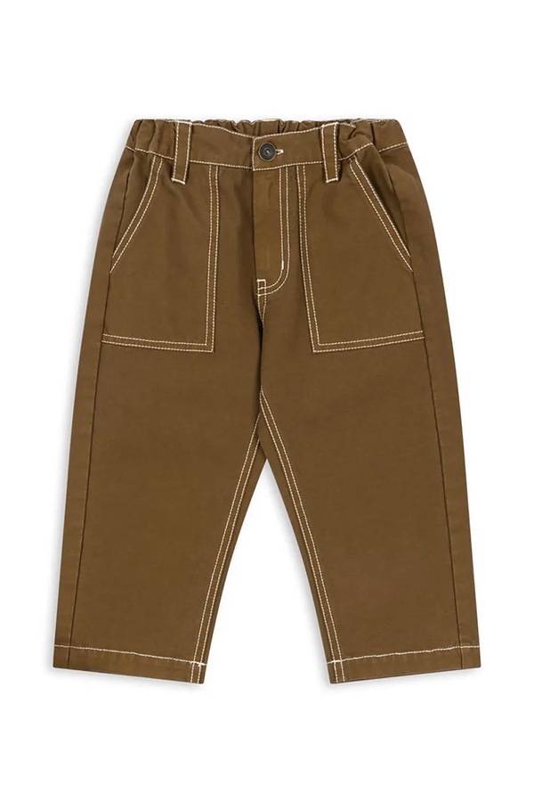 Штани дитячі бавовняні Konges Sløjd RIDA PANTS GOTS колір коричневий