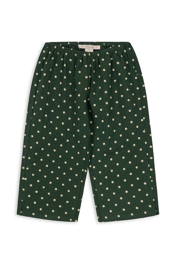 Штани wide leg дитячі бавовняні з еластаном Konges Sløjd ELIN PANTS GOTS колір зелений