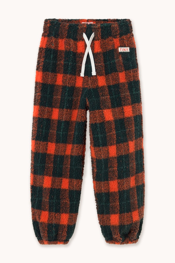 Спортивні штани дитячі флісові Tinycottons RED CHECK SHERPA SWEATPANT колір червоний фото 2