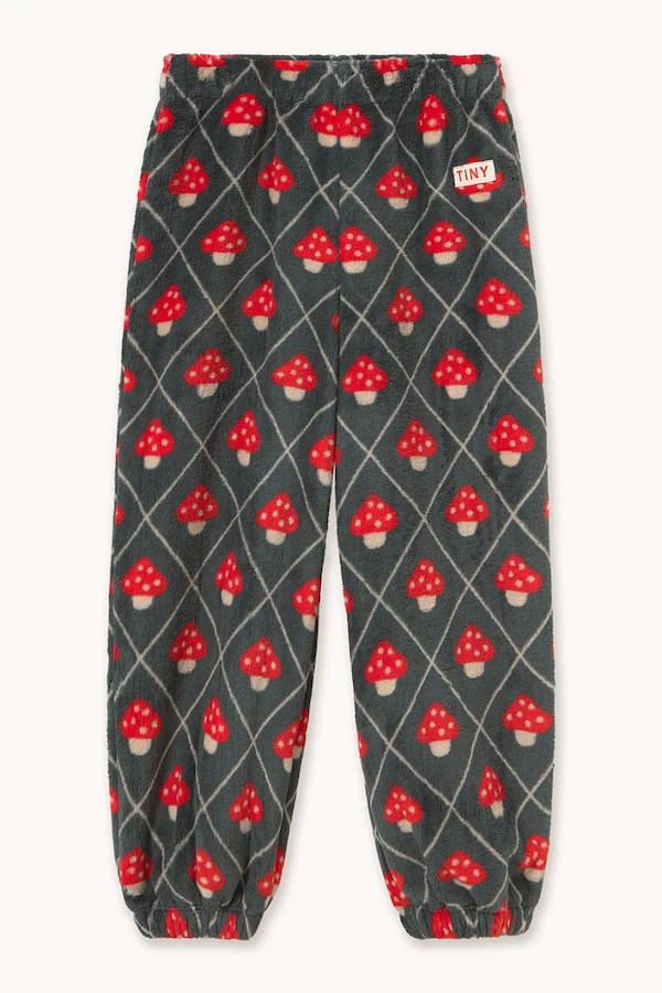 Спортивні штани дитячі флісові Tinycottons MUSHROOMS POLAR SWEATPANT колір червоний
