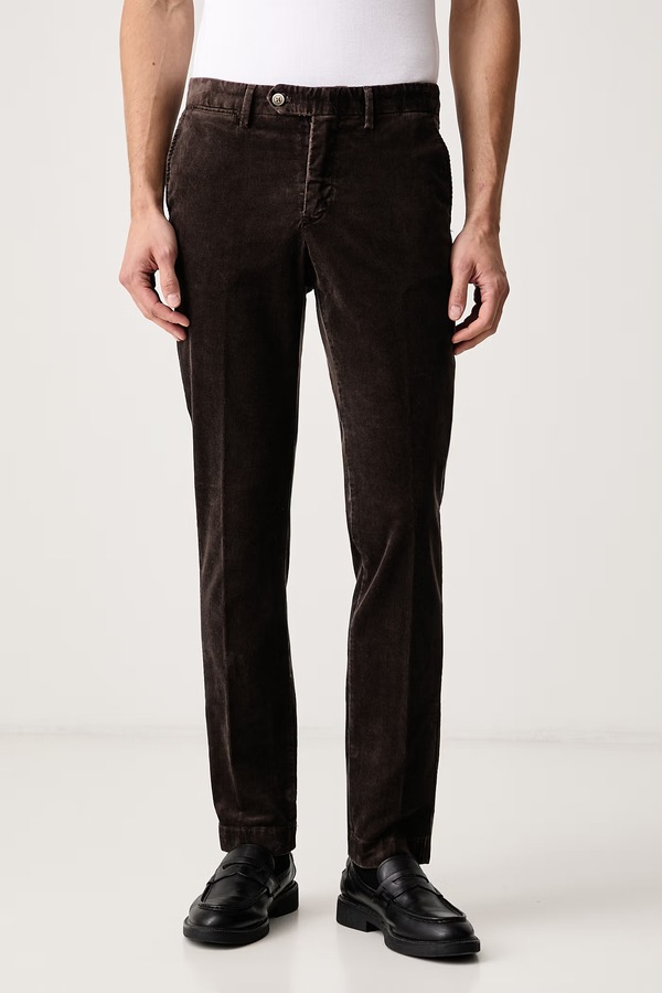 Штани chinos чоловічі вельветові Hackett London колір коричневий