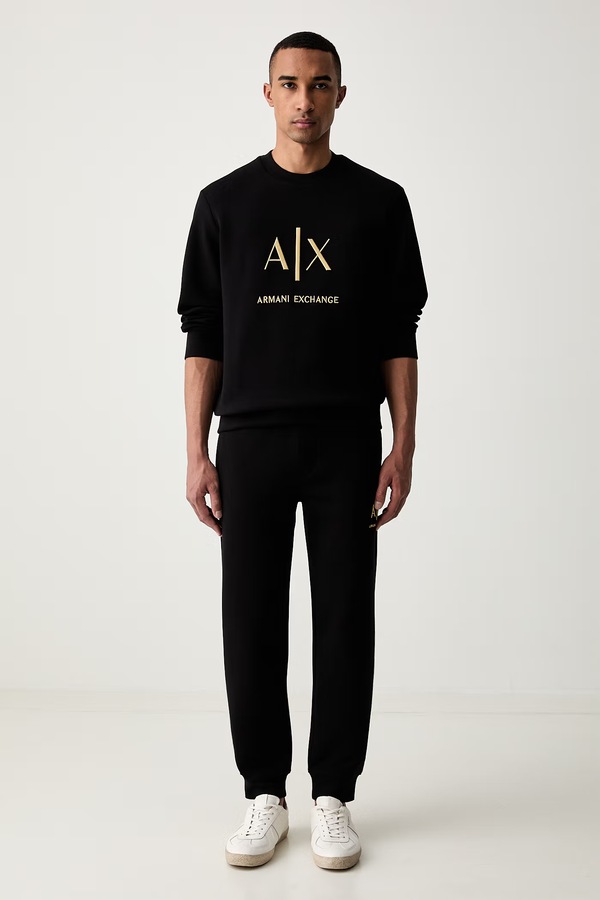 Спортивні штани чоловічі з бавовною Armani Exchange колір чорний