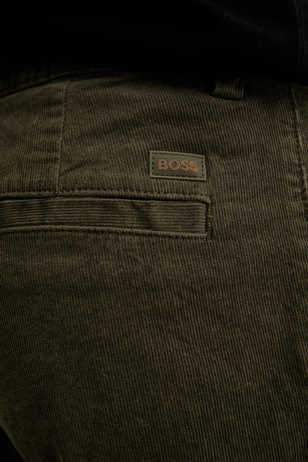 Штани чоловічі вельветові BOSS Orange Chino_Pleated_3 колір зелений фото 4