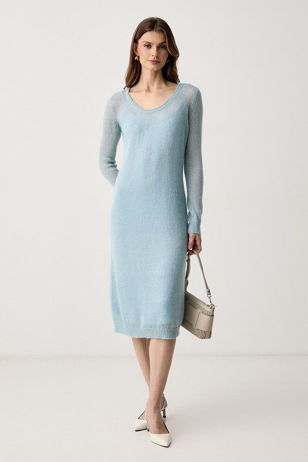 Трикотажна сукня з мохером Weekend Max Mara WKSFERVORE колір блакитний фото 2