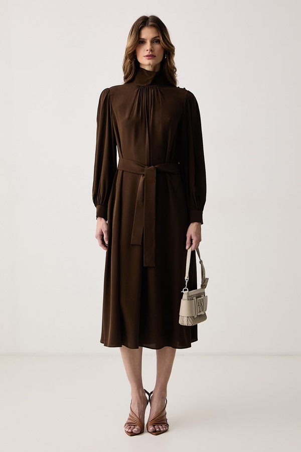 Сукня шовкова Weekend Max Mara WKSBLOCCO колір коричневий фото 2