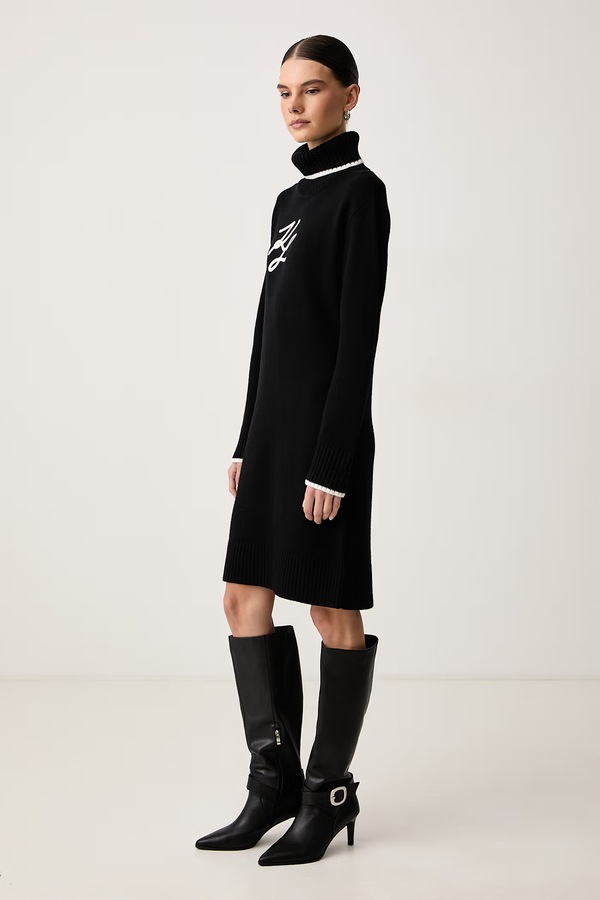 Сукня з вовною Karl Lagerfeld колір чорний