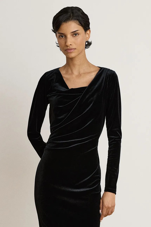 Сукня велюрова Lauren Ralph Lauren колір чорний фото 3