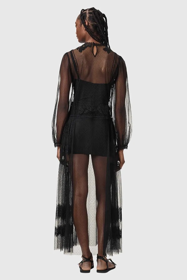 Розкльошена сукня AllSaints CESCA колір чорний