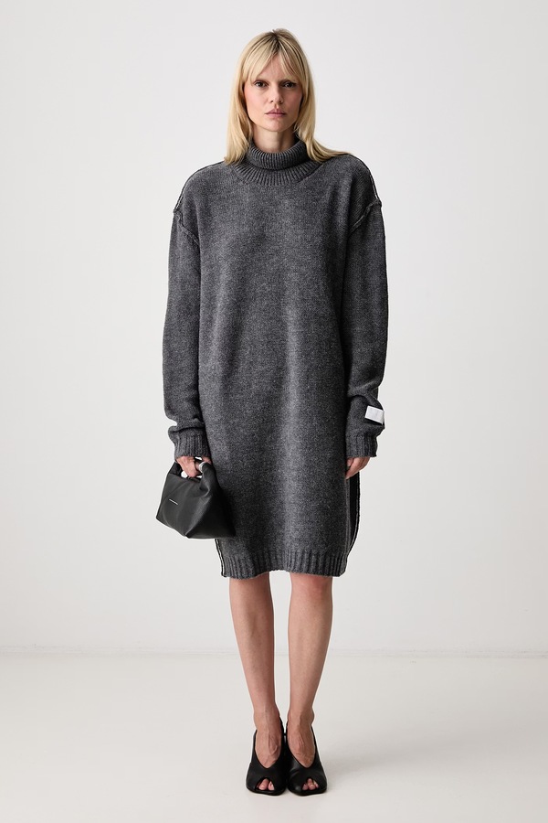 Трикотажна сукня з вовною MM6 Maison Margiela колір сірий фото 2