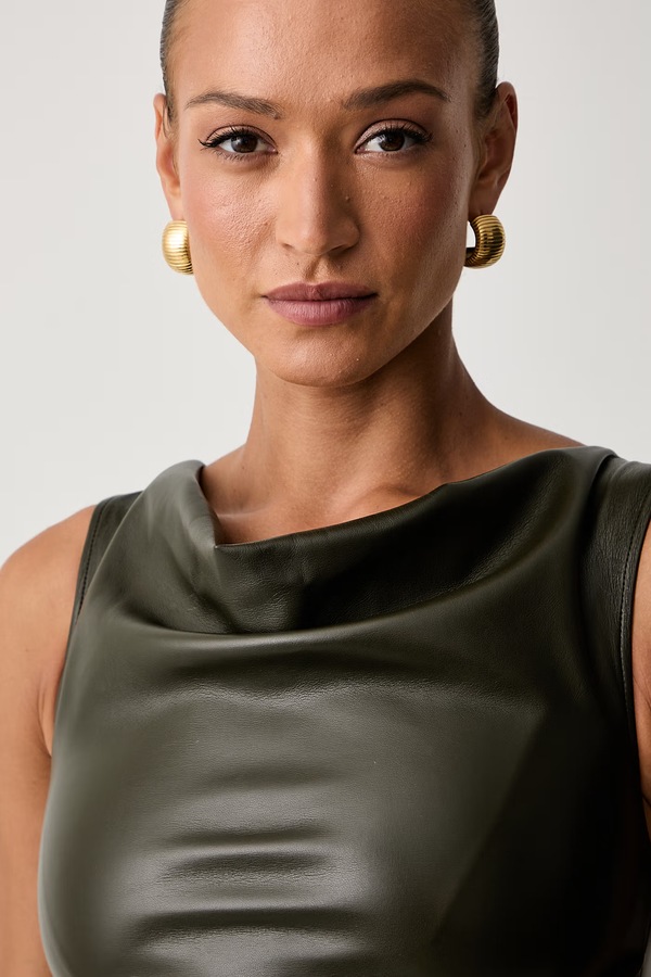 Сукня з імітації шкіри Patrizia Pepe колір зелений фото 4