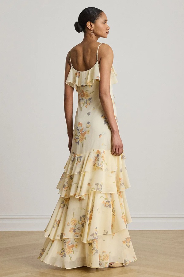 Розкльошена сукня Lauren Ralph Lauren колір бежевий