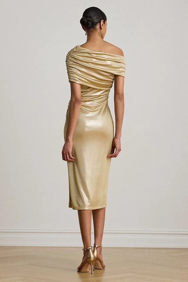 Сукня Lauren Ralph Lauren bodycon колір бежевий