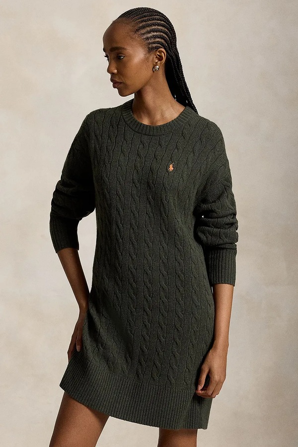 Трикотажна сукня вовняна Polo Ralph Lauren колір зелений фото 3