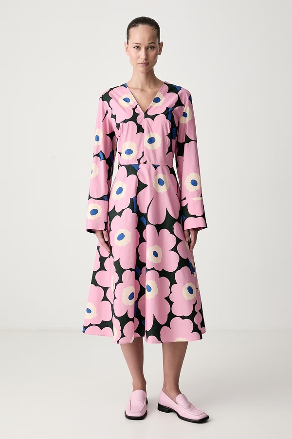 Сукня babydoll бавовняна Marimekko колір рожевий