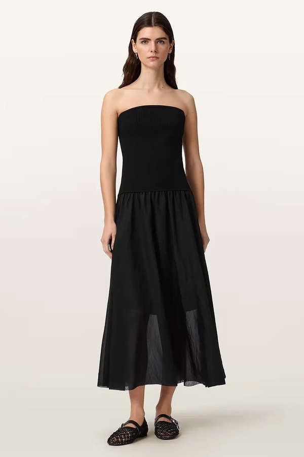 Платье bodycon с вискозой AllSaints TEGAN цвет черный фото 2