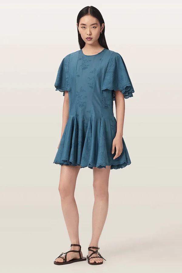 Сукня бавовняна AllSaints CORLA колір блакитний фото 4