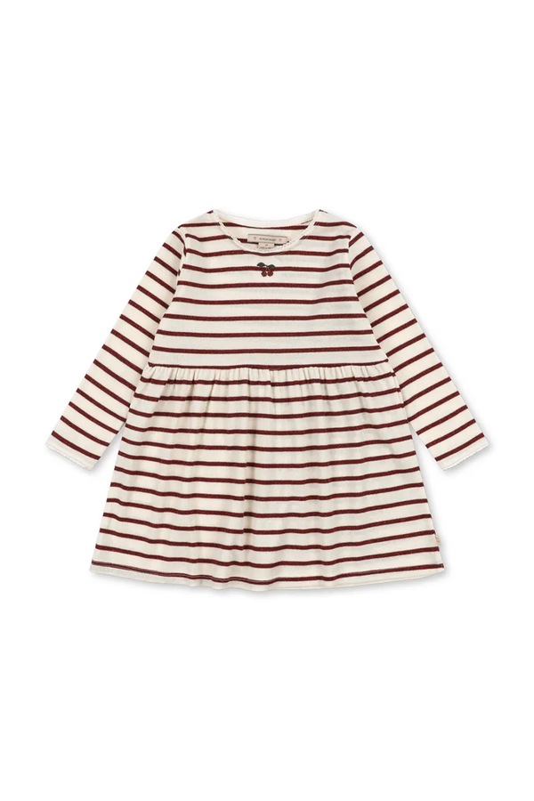 Розкльошена сукня з бавовною Konges Sløjd ROLI STRIPE DRESS OCS колір бежевий