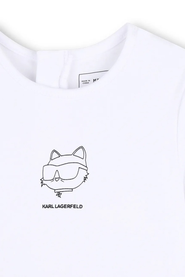 Розкльошена сукня бавовняна Karl Lagerfeld колір білий фото 2