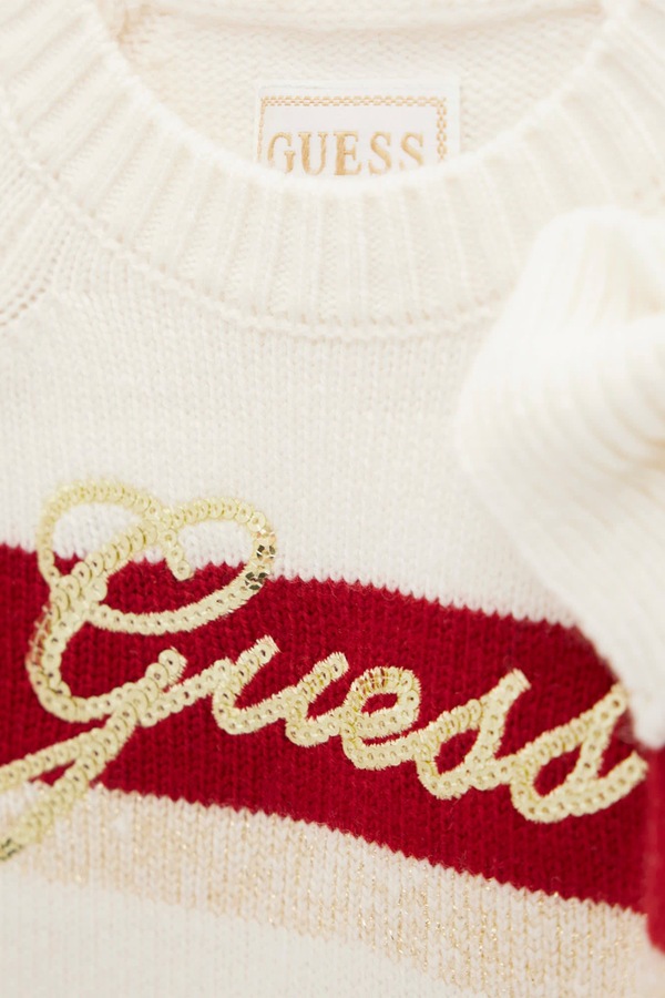 Трикотажна сукня з додаванням вовни Guess колір бежевий фото 3